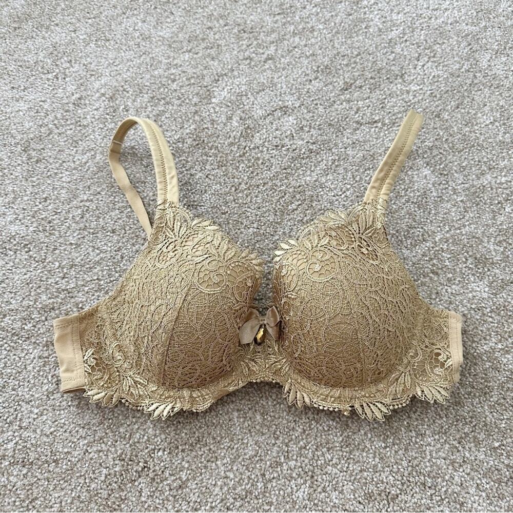 Soma Opulent Gold Lace Bling Underwire Bra Size 36B